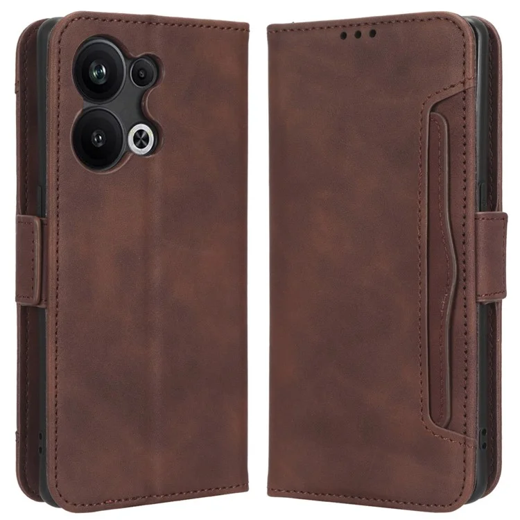 For Oppo Reno9 Pro+ 5G All-round Shockproof PU Leather Phone Case Multiple Card Slots Magnetic Flip Phone Cover Wallet Stand - Black-Cellmalls