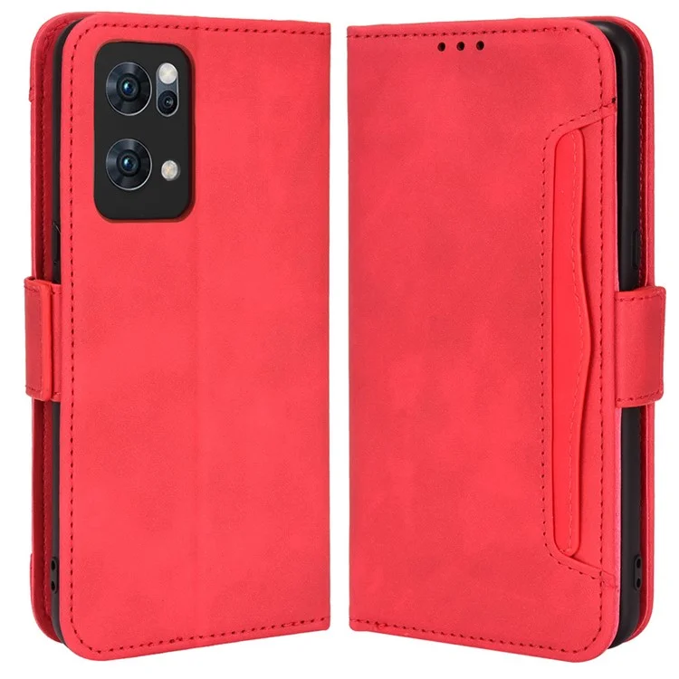 Cash Pocket Multiple Card Slot Mobile Phone Cover for Oppo Reno7 Pro 5G, PU Leather Drop-proof Case with Stand - Pink-Cellmalls