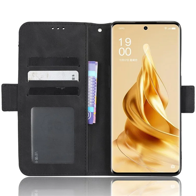 For Oppo Reno9 5G / Reno9 Pro 5G Book Style PU Leather Phone Case Multiple Card Slots Magnetic Flip Phone Cover Wallet Stand - Black-Cellmalls
