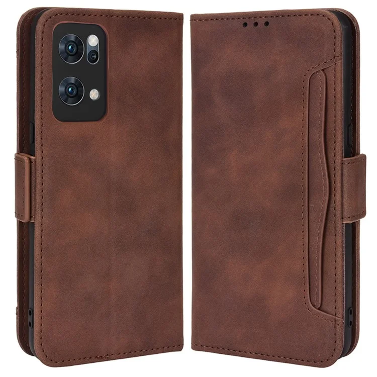 Cash Pocket Multiple Card Slot Mobile Phone Cover for Oppo Reno7 Pro 5G, PU Leather Drop-proof Case with Stand - Pink-Cellmalls