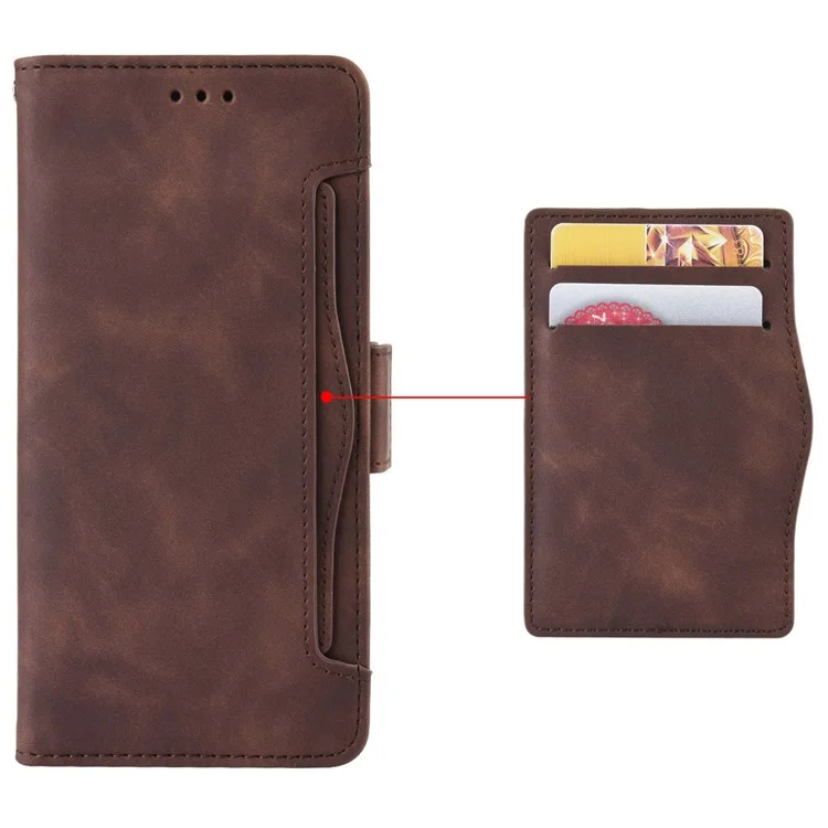For Oppo Reno8 Pro+ 5G / Reno8 Pro+ 5G (Global Version) PU Leather Stand Phone Case Folio Flip Wallet Cover with Multiple Card Slots - Brown-Cellmalls