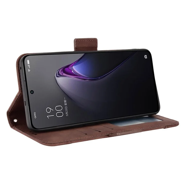 For Oppo Reno8 Pro+ 5G / Reno8 Pro+ 5G (Global Version) PU Leather Stand Phone Case Folio Flip Wallet Cover with Multiple Card Slots - Brown-Cellmalls