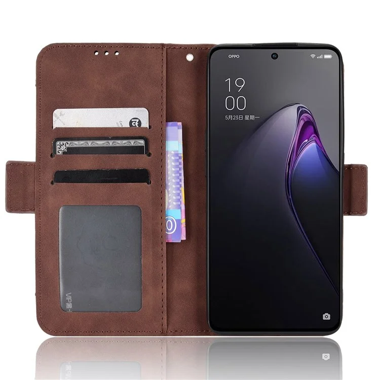 For Oppo Reno8 Pro+ 5G / Reno8 Pro+ 5G (Global Version) PU Leather Stand Phone Case Folio Flip Wallet Cover with Multiple Card Slots - Brown-Cellmalls