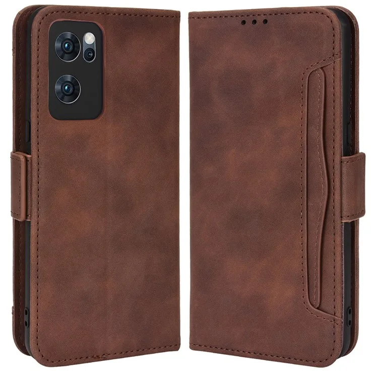 For Oppo Reno7 5G (China) Wallet Front Card Slot Anti-drop PU Leather + TPU Phone Cover with Stand - Pink-Cellmalls