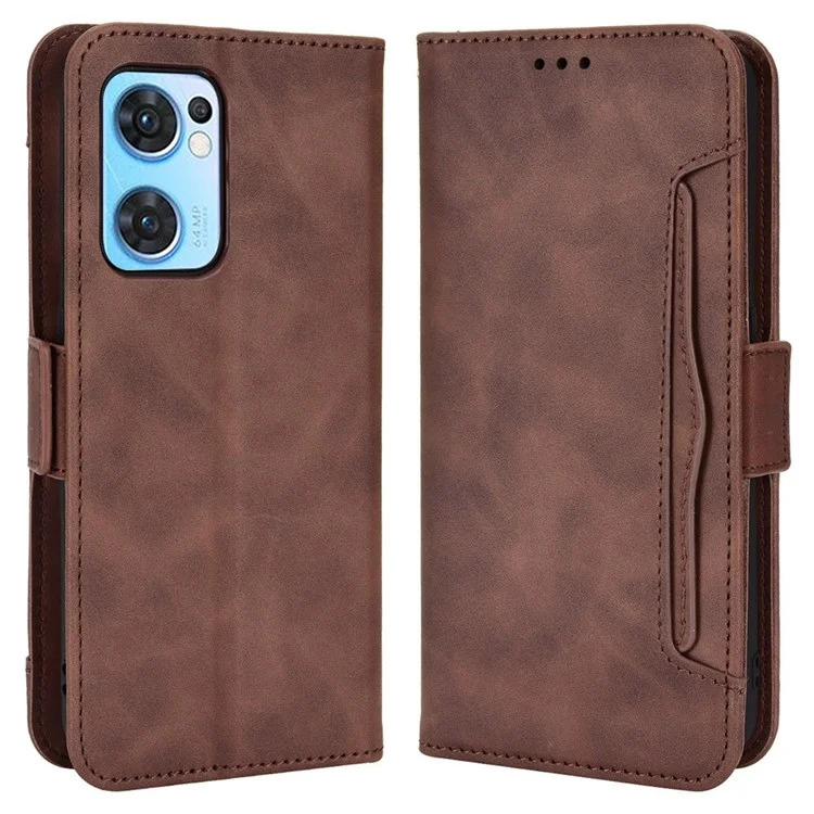 For Oppo Reno7 5G (Global)/Find X5 Lite Multiple Card Slots Smartphone Case Wallet Stand PU Leather Magnetic Flip Phone Cover - Black-Cellmalls