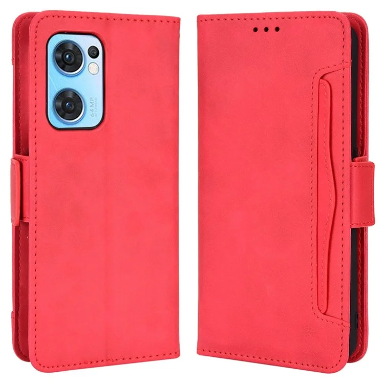 For Oppo Reno7 5G (Global)/Find X5 Lite Multiple Card Slots Smartphone Case Wallet Stand PU Leather Magnetic Flip Phone Cover - Black-Cellmalls