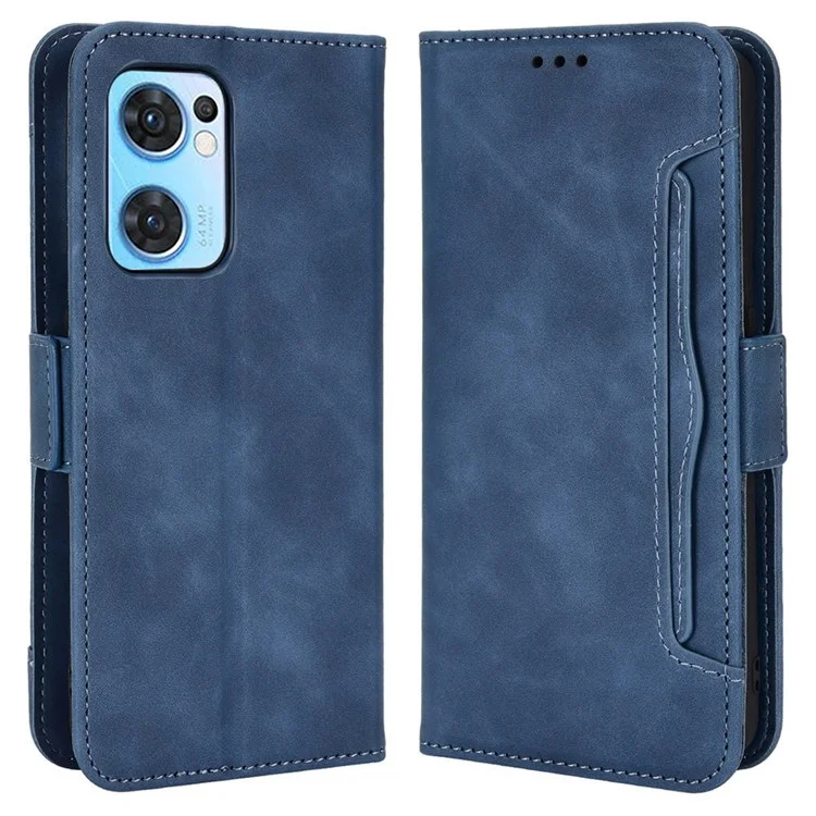 For Oppo Reno7 5G (Global)/Find X5 Lite Multiple Card Slots Smartphone Case Wallet Stand PU Leather Magnetic Flip Phone Cover - Black-Cellmalls