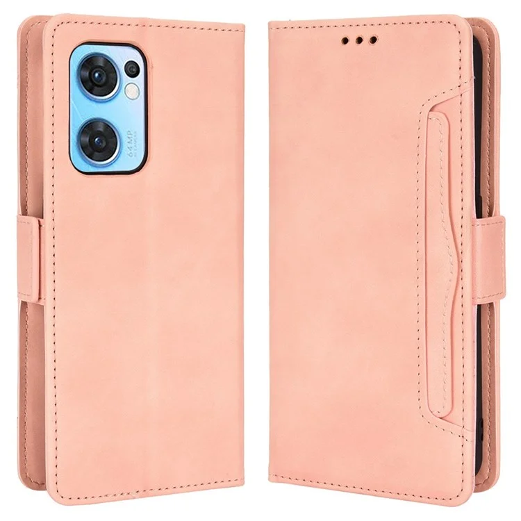 For Oppo Reno7 5G (Global)/Find X5 Lite Multiple Card Slots Smartphone Case Wallet Stand PU Leather Magnetic Flip Phone Cover - Black-Cellmalls