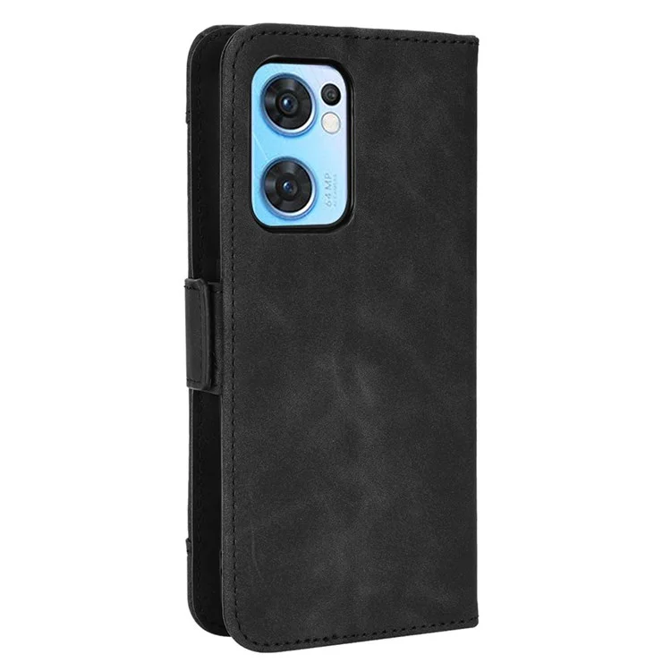 For Oppo Reno7 5G (Global)/Find X5 Lite Multiple Card Slots Smartphone Case Wallet Stand PU Leather Magnetic Flip Phone Cover - Black-Cellmalls