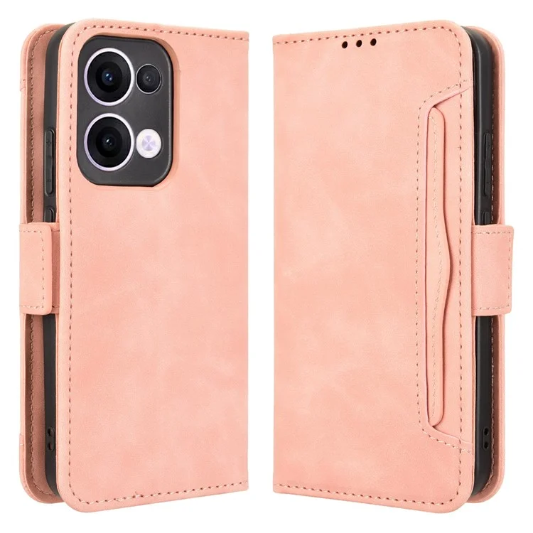 For Oppo Reno13 5G (Global) Leather Case Phone Wallet Cover with Multiple Card Slots - Pink-Cellmalls