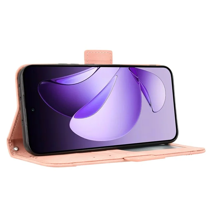 For Oppo Reno13 5G (Global) Leather Case Phone Wallet Cover with Multiple Card Slots - Pink-Cellmalls