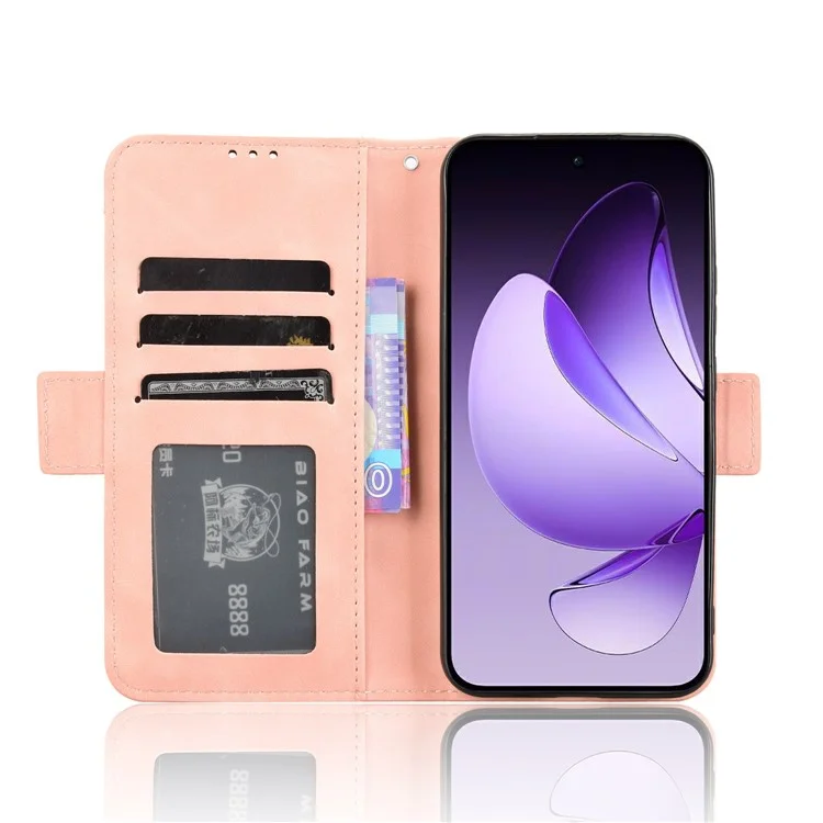 For Oppo Reno13 5G (Global) Leather Case Phone Wallet Cover with Multiple Card Slots - Pink-Cellmalls