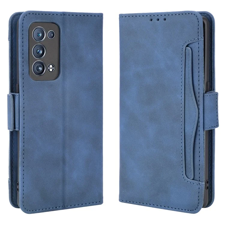 Multiple Card Slots Design PU Leather Stand Wallet Phone Case for Oppo Reno6 Pro+ 5G/Pro 5G (Snapdragon) - Black-Cellmalls