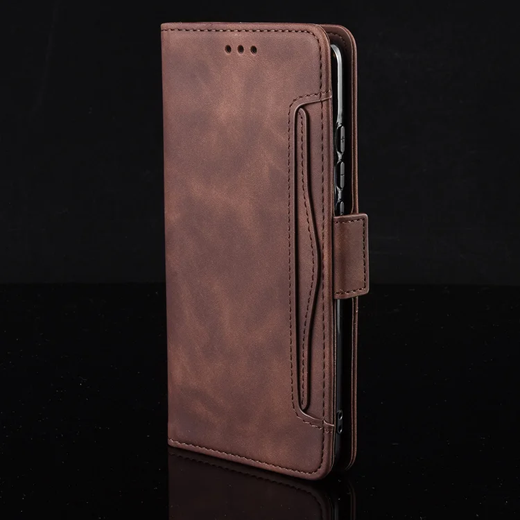 Multiple Card Slots Design PU Leather Stand Wallet Phone Case for Oppo Reno6 Pro+ 5G/Pro 5G (Snapdragon) - Black-Cellmalls