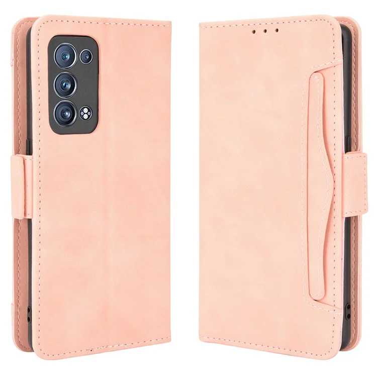 Multiple Card Slots Design PU Leather Stand Wallet Phone Case for Oppo Reno6 Pro+ 5G/Pro 5G (Snapdragon) - Black-Cellmalls