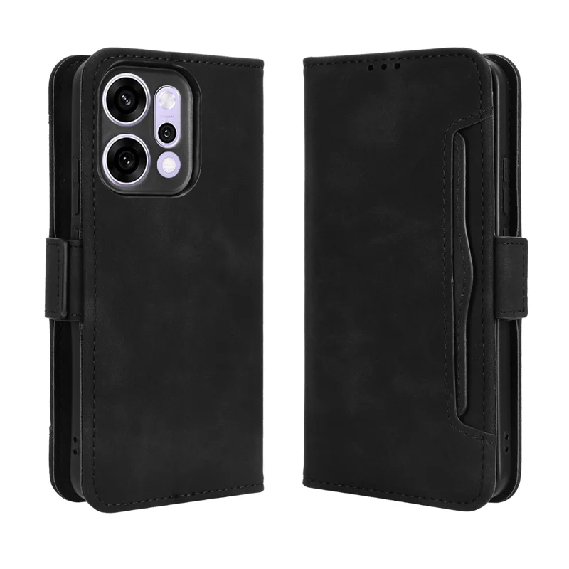 For Oppo Reno14 Pro 5G (Global) Leather Case Phone Wallet Cover with Multiple Card Slots - Black-Cellmalls