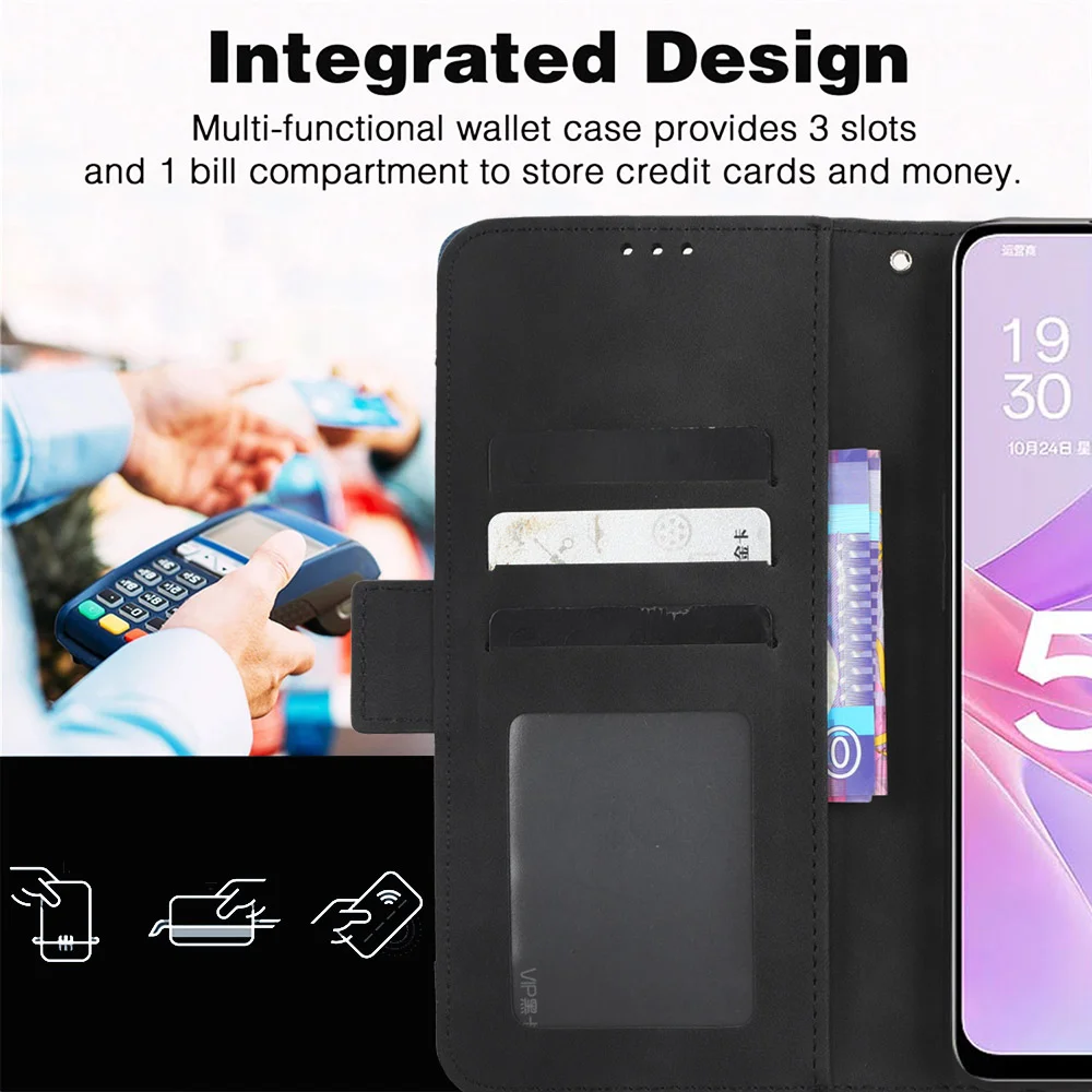 For Oppo Reno14 Pro 5G (Global) Leather Case Phone Wallet Cover with Multiple Card Slots - Black-Cellmalls