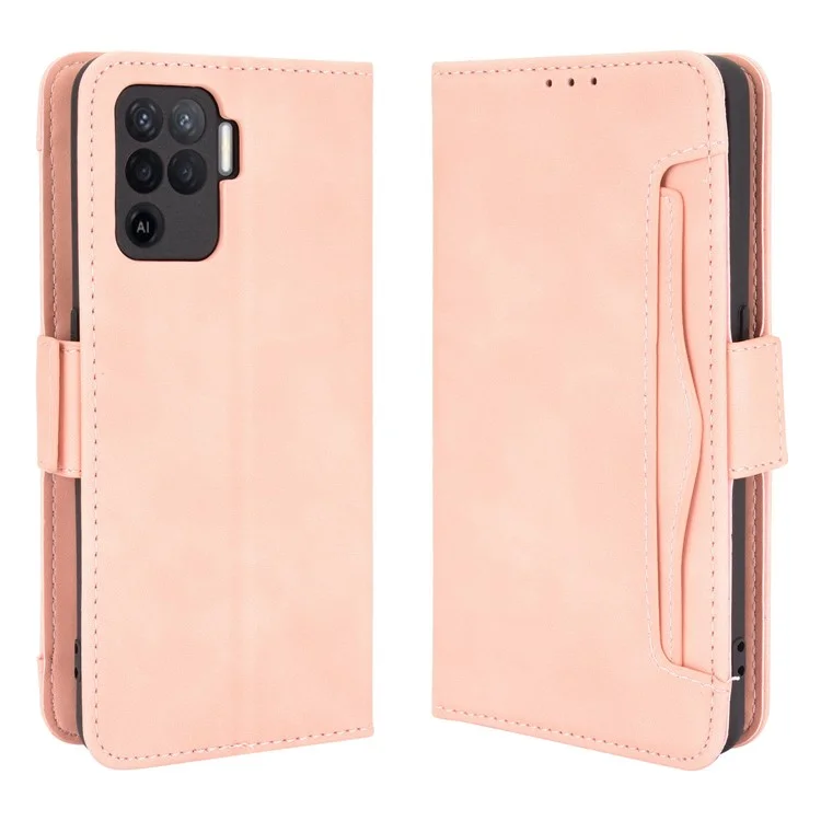 Multiple Card Slots Design Wallet Stand Leather Phone Case for Oppo A94 4G/F19 Pro 4G/Reno5 F/Reno5 Lite - Black-Cellmalls