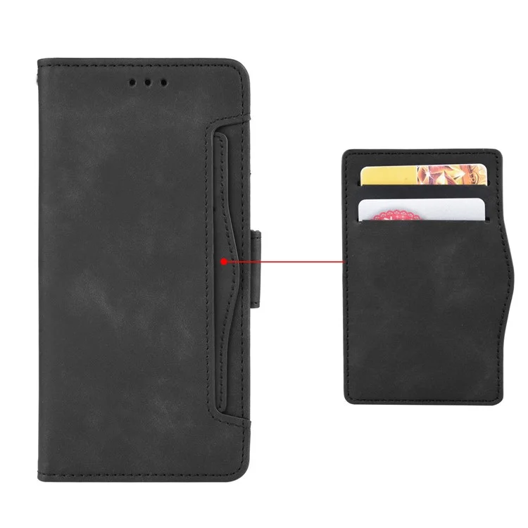 Multiple Card Slots Design Wallet Stand Leather Phone Case for Oppo A94 4G/F19 Pro 4G/Reno5 F/Reno5 Lite - Black-Cellmalls