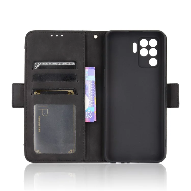 Multiple Card Slots Design Wallet Stand Leather Phone Case for Oppo A94 4G/F19 Pro 4G/Reno5 F/Reno5 Lite - Black-Cellmalls