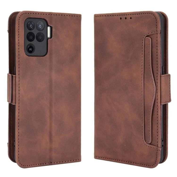 Multiple Card Slots Design Wallet Stand Leather Phone Case for Oppo A94 4G/F19 Pro 4G/Reno5 F/Reno5 Lite - Black-Cellmalls