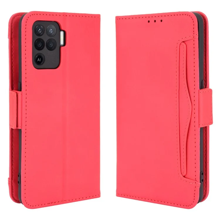 Multiple Card Slots Design Wallet Stand Leather Phone Case for Oppo A94 4G/F19 Pro 4G/Reno5 F/Reno5 Lite - Black-Cellmalls