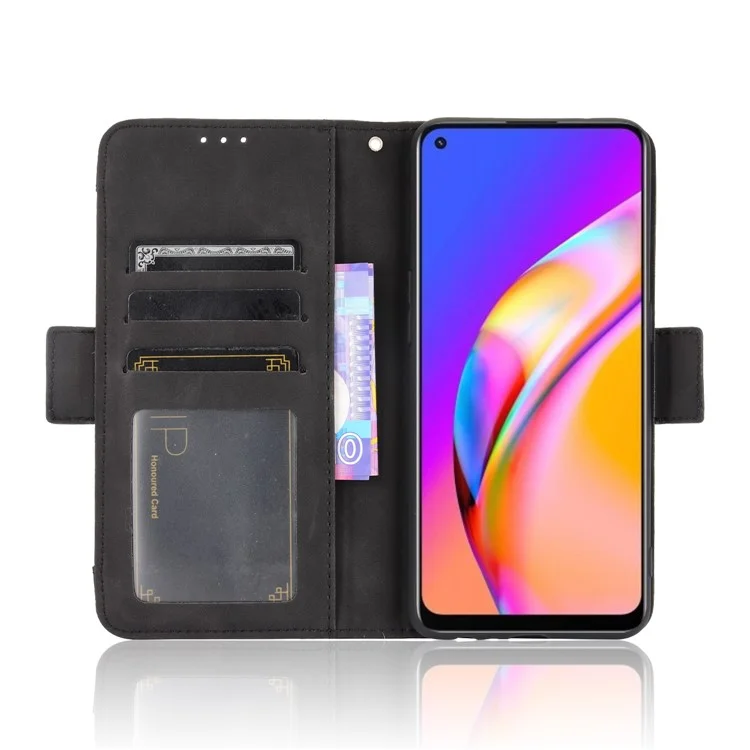 Multiple Card Slots Design Wallet Stand Leather Phone Case for Oppo A94 4G/F19 Pro 4G/Reno5 F/Reno5 Lite - Black-Cellmalls