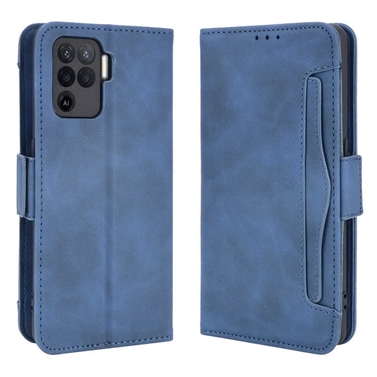 Multiple Card Slots Design Wallet Stand Leather Phone Case for Oppo A94 4G/F19 Pro 4G/Reno5 F/Reno5 Lite - Black-Cellmalls