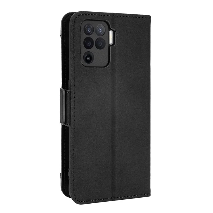 Multiple Card Slots Design Wallet Stand Leather Phone Case for Oppo A94 4G/F19 Pro 4G/Reno5 F/Reno5 Lite - Black-Cellmalls