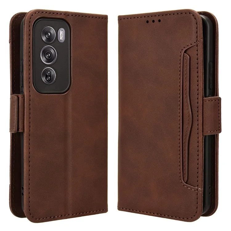 For Oppo Reno12 Pro 5G (Global) Case Multiple Card Slots Leather Phone Cover - Brown-Cellmalls