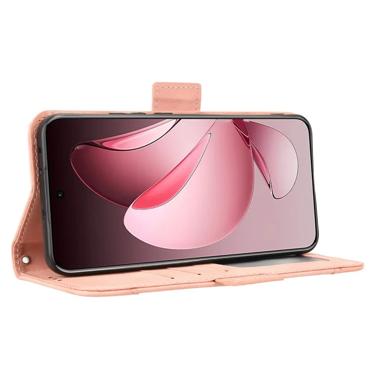 For Oppo Reno13 Pro 5G Leather Case Phone Wallet Cover with Multiple Card Slots - Pink-Cellmalls