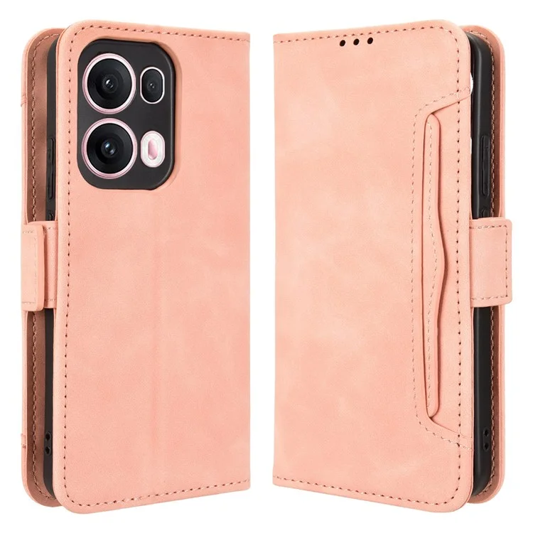 For Oppo Reno13 Pro 5G Leather Case Phone Wallet Cover with Multiple Card Slots - Pink-Cellmalls