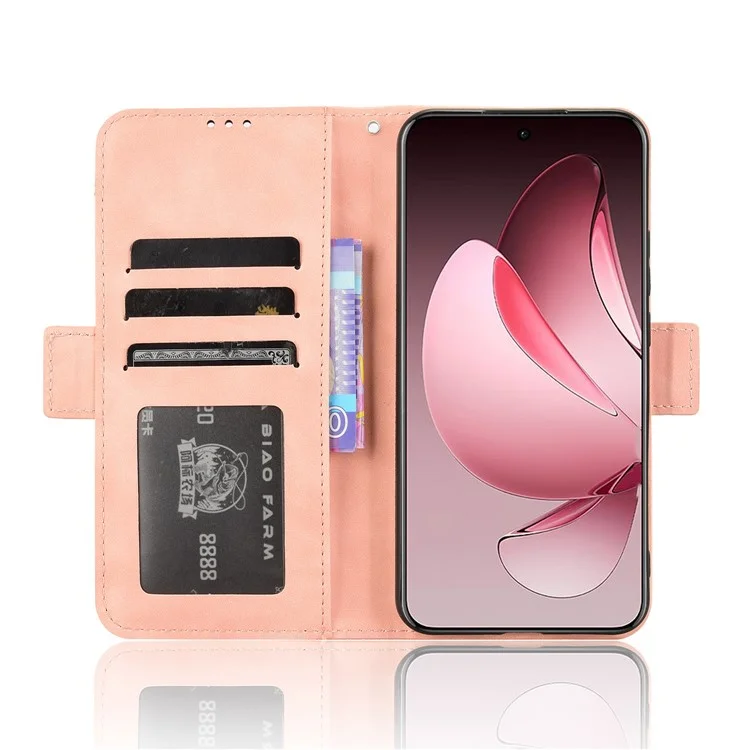 For Oppo Reno13 Pro 5G Leather Case Phone Wallet Cover with Multiple Card Slots - Pink-Cellmalls