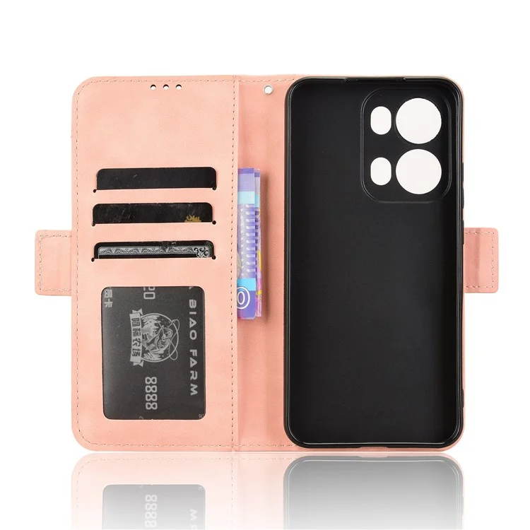 For Oppo Reno13 Pro 5G Leather Case Phone Wallet Cover with Multiple Card Slots - Pink-Cellmalls