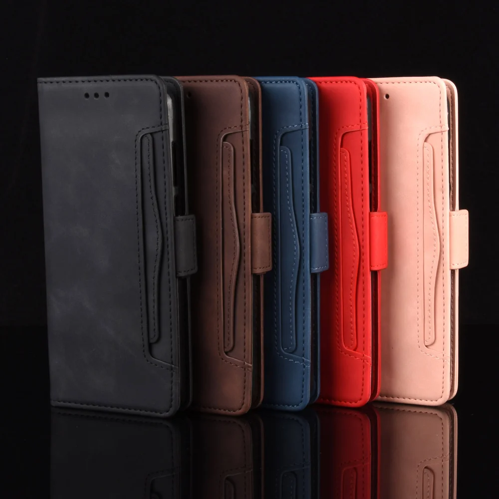Leather Wallet Protective Shell for Oppo Reno5 5G Multiple Card Slots Case - Red-Cellmalls