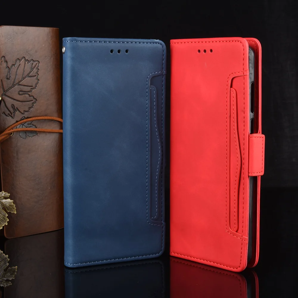 Leather Wallet Protective Shell for Oppo Reno5 5G Multiple Card Slots Case - Red-Cellmalls