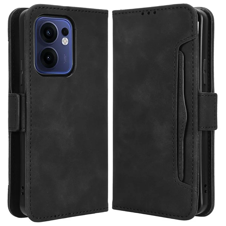 For Oppo Reno13 F 5G  /  Reno13 F 4G Leather Case Phone Wallet Cover with Multiple Card Slots - Black-Cellmalls