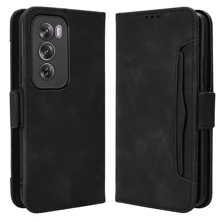 For Oppo Reno12 5G (Global) Case Wallet Leather Phone Cover with Multiple Card Slots - Black-Cellmalls