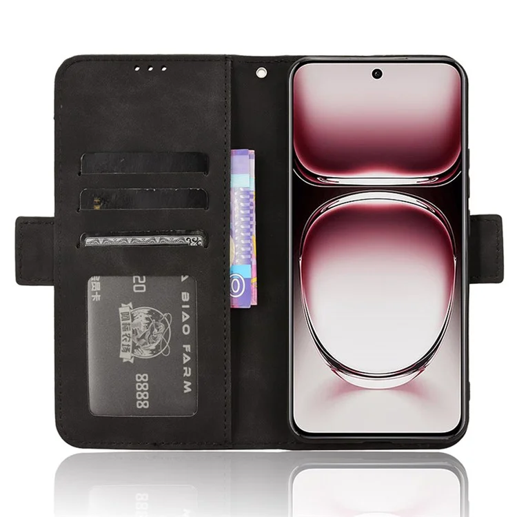 For Oppo Reno12 5G (Global) Case Wallet Leather Phone Cover with Multiple Card Slots - Black-Cellmalls