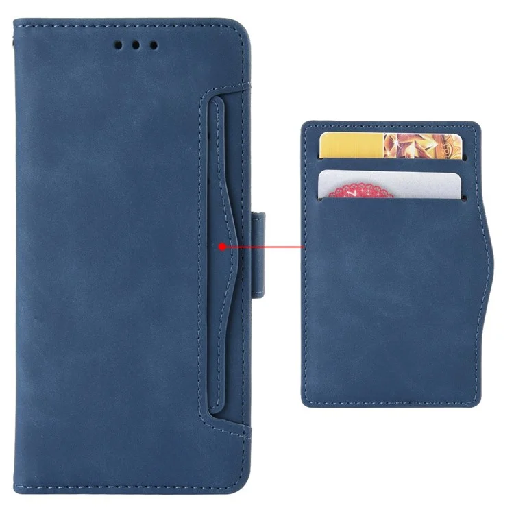 For Oppo Reno7 4G / F21 Pro 4G / Reno8 4G Card Holder Cell Phone Bag Case Magnetic Flip Wallet Style Stand Shockproof PU Leather Phone Cover - Blue-Cellmalls