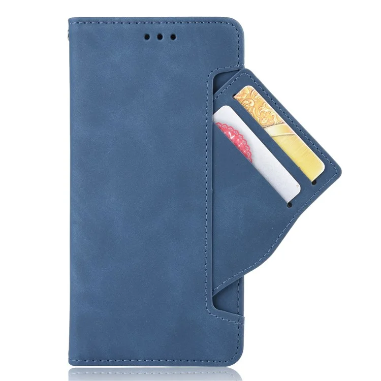 For Oppo Reno7 4G / F21 Pro 4G / Reno8 4G Card Holder Cell Phone Bag Case Magnetic Flip Wallet Style Stand Shockproof PU Leather Phone Cover - Blue-Cellmalls