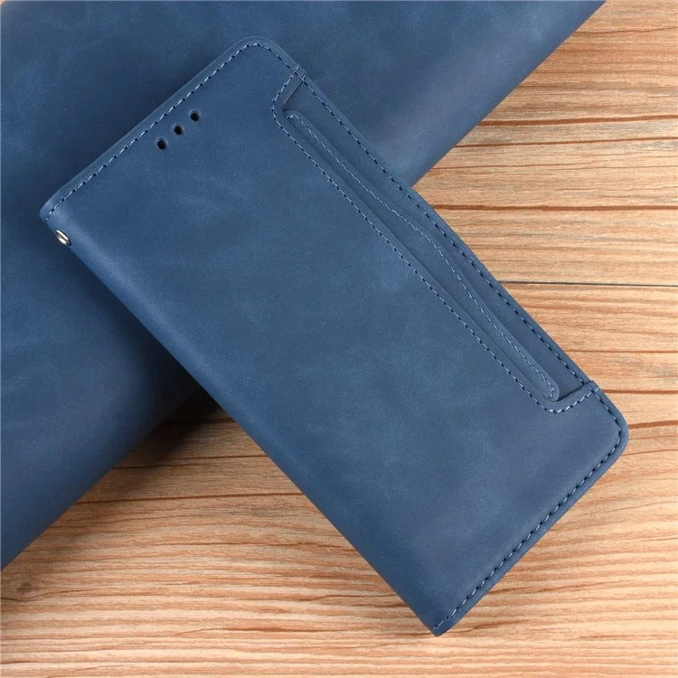 For Oppo Reno7 4G / F21 Pro 4G / Reno8 4G Card Holder Cell Phone Bag Case Magnetic Flip Wallet Style Stand Shockproof PU Leather Phone Cover - Blue-Cellmalls