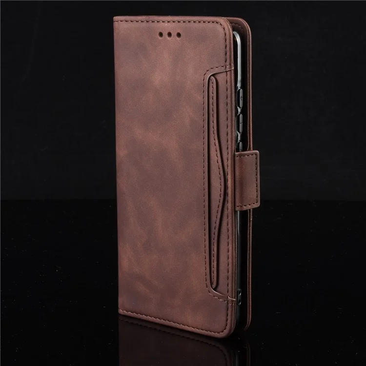 For Oppo Reno6 5G Full Protection Leather Stand Protective Case with Multiple Card Slots - Brown-Cellmalls