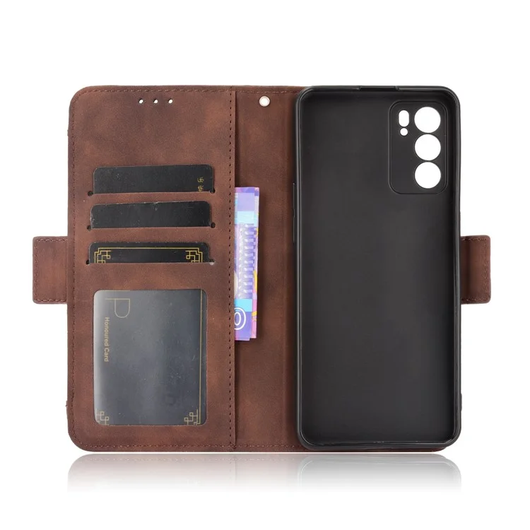 For Oppo Reno6 5G Full Protection Leather Stand Protective Case with Multiple Card Slots - Brown-Cellmalls