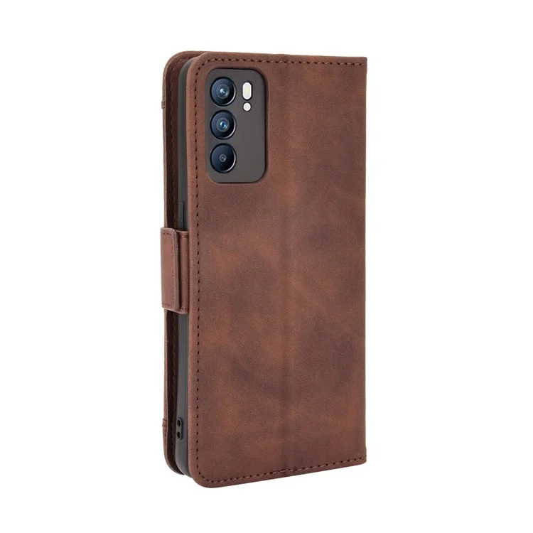 For Oppo Reno6 5G Full Protection Leather Stand Protective Case with Multiple Card Slots - Brown-Cellmalls