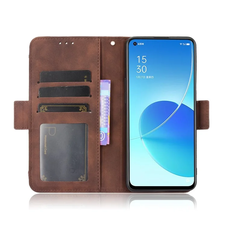 For Oppo Reno6 5G Full Protection Leather Stand Protective Case with Multiple Card Slots - Brown-Cellmalls