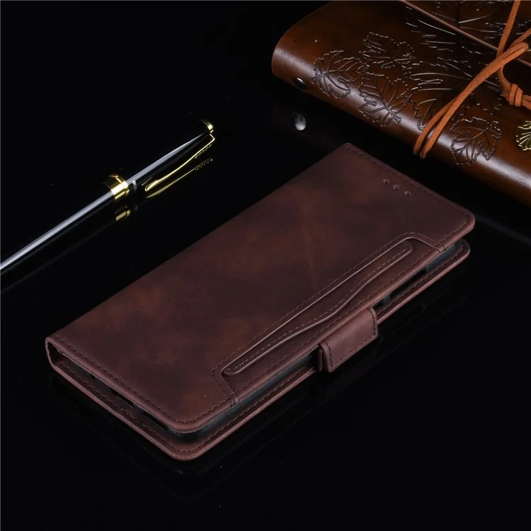 For Oppo Reno6 5G Full Protection Leather Stand Protective Case with Multiple Card Slots - Brown-Cellmalls