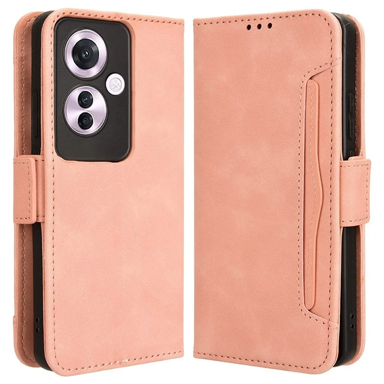 For Oppo Reno11 F 5G / F25 Pro 5G Leather Case Multiple Card Slots Wallet Phone Cover - Pink-Cellmalls