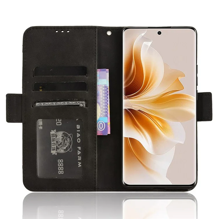 For Oppo Reno11 Pro 5G (Global) / Reno11 (China) 5G Shockproof Case Multiple Card Slots Leather Phone Cover - Black-Cellmalls