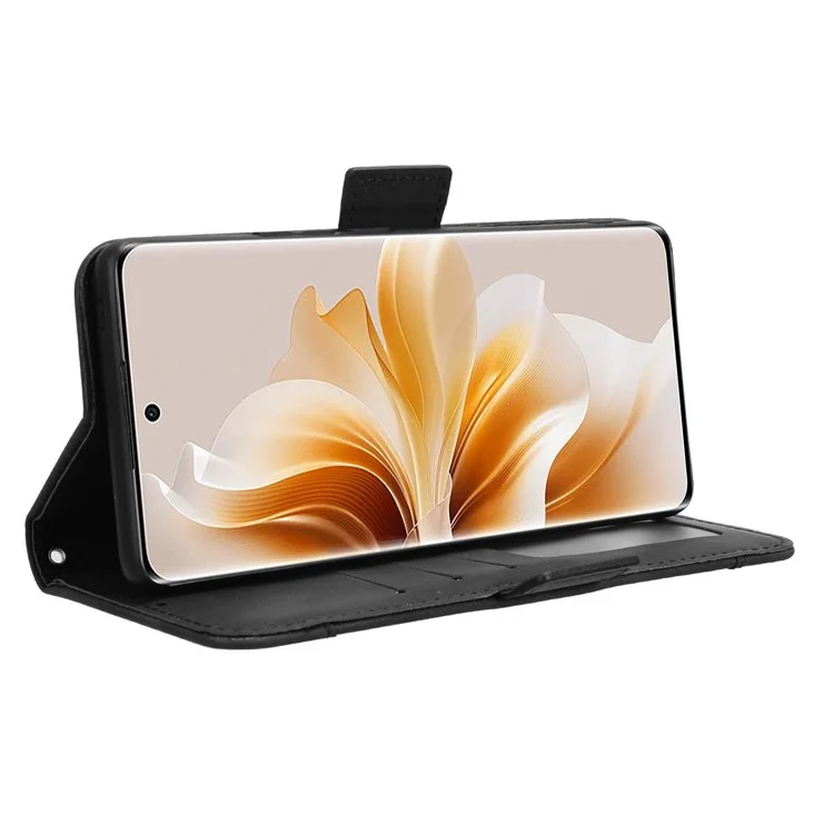 For Oppo Reno11 Pro 5G (Global) / Reno11 (China) 5G Shockproof Case Multiple Card Slots Leather Phone Cover - Black-Cellmalls